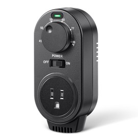 Adjustable Thermostat, Plug in Heating and Cooling Thermostat Controlled Outlet, Compatible with Portable AC, Fans and Space Heaters(1 Pack)