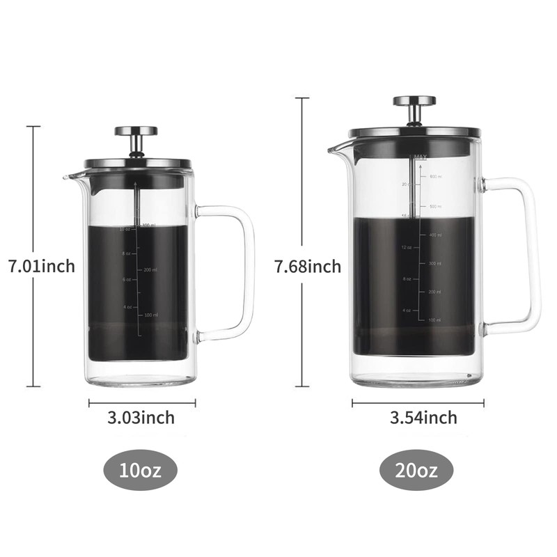 Double Walled French Coffee Maker Heat Resistant Borosilicate Glass Coffee