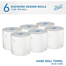 Scott® Hard 7 1/2" Roll Towels, 1,150', 70% Recycled, White, 115 Sheets Per Roll, Pack Of 6 Rolls