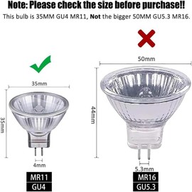Moscare 10 Pack MR11 Halogen Bulbs, Dimmable Spotlight Bulbs GU4 35W 12V Warm White 2700K 300LM, 35mm Diameter (10 Pack MR11 35W)