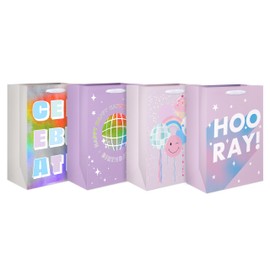 American Greetings 10" Medium Gift Bags for Birthdays and Celebrations (4 Bags)