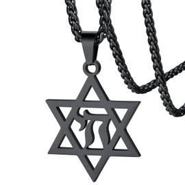 Hebrew Chai Pendant Necklace for Man Stainless Steel Jewish Jewelry