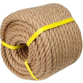 Natural Jute Rope - 1/2 Inch × 100 Feet - Thick Hemp Rope for DIY Crafts, Cat Scratching Posts, Hammock, Home Decorating