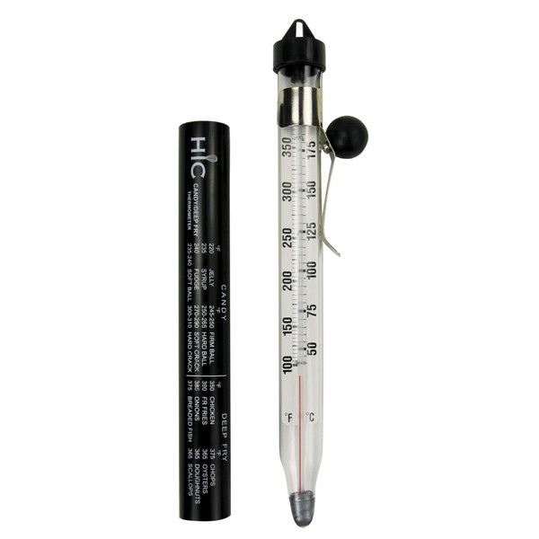 HIC Kitchen Roasting Candy Jelly Deep Fry Thermometer, Glass Tube,