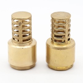 1 Inch Brass Foot Valve Check Valve, Internal Thread, Backflow Preventer with Suction Basket Hole Filter for Pumping Connection [Pack of 2]