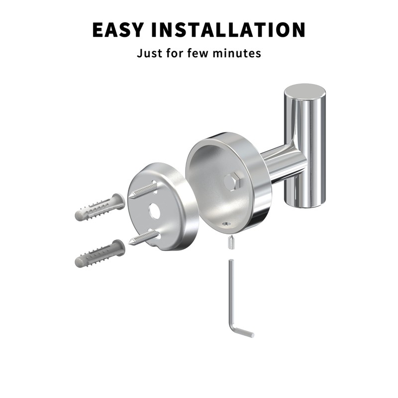 WZKALY Towel Hooks, 2 Pack Wall Mounted Coat Hooks, Stainless