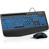 Wired Keyboard Mouse Combo - Large Print Backlit, Ergonomic Wrist