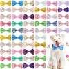 Hillban 50 Pieces Floral Collar Dog Bow Ties Flower Dog