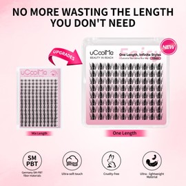 uCoolMe Fairy Lash Clusters 14mm C Curl Manga Lash Clusters Spiky Eyelash Clusters Individual Lashes WideSpan Wet-Look 0.05mm Ultra-Thin Invisible Band(Fairy,14mm)