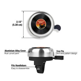 WIRESTER Silver Aluminum Round Bike Bell, Classic Ring Bicycle Bell, Bike Accessories Bell Ring for Adults Kids Girls Boys - Black Cat Music Vol.13