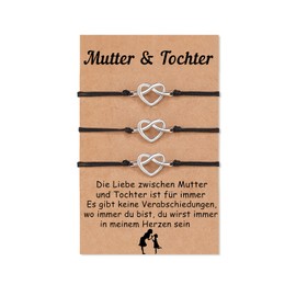 Aunis Mother Daughter Bracelet Sets for 2 Heart Bracelets Jewellery Gifts for Mum Daughter Christmas Mother's Day, Stainless Steel