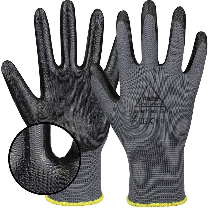 10 Pairs Rabbit Safety Superflex Grip Nitrile Work Gloves, Non-Slip
