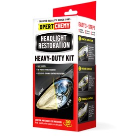 XPERTCHEMY Headlight Restoration Kit-Headlight Cleaner Removing The Heavy-Duty Yellowing, Clouding and Stains, Even Buffs Out Unsightly Hairline Scratches,No Power Tools Needed