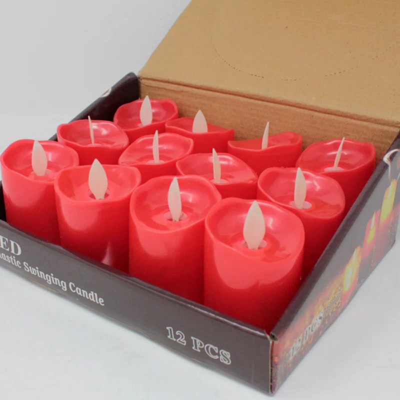 Elegani Small Flameless LED Candle 12 Pack – 2.75" Red