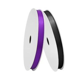 BVIEAKD Double Sided Black Purple Ribbon 6 mm Wide 2 Rolls Total 27 Meters Long Perfect for Crafts Wedding Decorations Bow Making Art Sewing and More