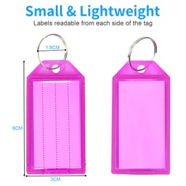 KU Key Fob Writable, 48 Pieces Robust Plastic Durable Key Ring Set with Split Ring Label Window, 6 Colours Key Rings