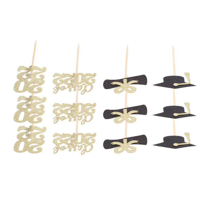 9Sets 2022 Graduation Cupcake Toppers Glitter Alphabet Numbers Diploma Bachelor