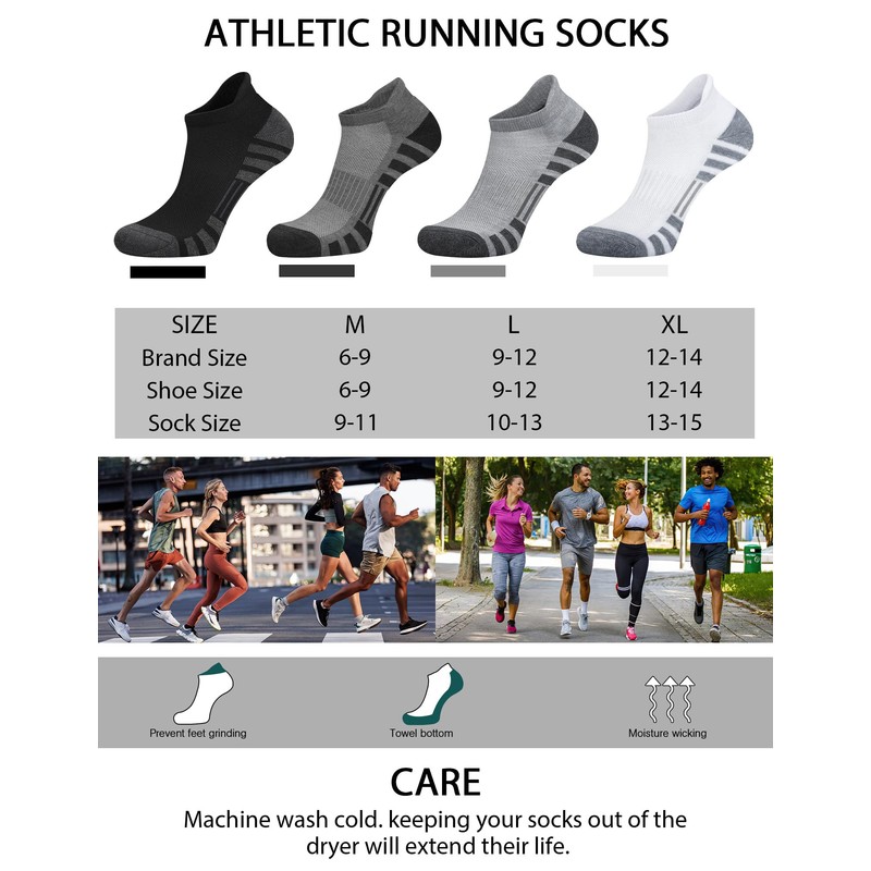Airacker Ankle Athletic Running Socks Cushioned Breathable Low Cut Sports