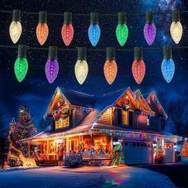 Zuske 50Ft Christmas Lights Outdoor, C9 Multicolor Christmas Lights with 50 Colored LED Bulbs, Vintage String Lights for Holiday, Xmas, Roofline, Wedding, Christmas Tree Decoration - Green Wire