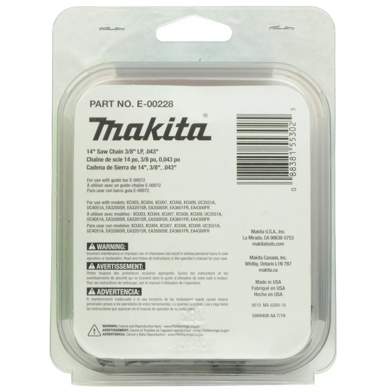 Makita E-00228 3/8in LP .043in Saw Chain Replacement for XCU02
