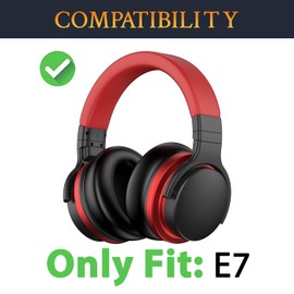 SOULWIT Mesh Fabric Earpads Replacement for MOVSSOU E7 Noise Cancelling Bluetooth Headset, Ear Pads Cushions with Football Texture Fabric, High Density Foam - Black