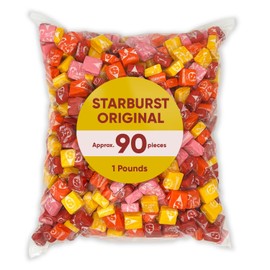 Strburst Original Fruit Chews 1 Pound Approx 90 Pieces - Bulk Candy of Individually Wrapped Candy Bulk, Tropical Chewy Fruity Candy, Perfect Fruit Snacks for Kids & Adults - Orange, Strawberry, Cherry, Lemon - Wrapped Candy Fruity Candy Small Candy Soft 