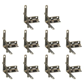 uxcell 10Pcs Box Quadrant Hinge, 30x32mm Box Hinge Cases with Side Rail Retaining Arm 90 Degree Folding Support Hinges for Jewelry Wine Wooden Box, Bronze