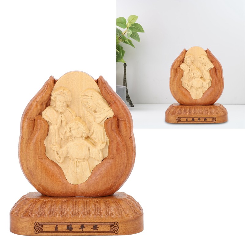 Wooden Holy Family Figurine Statue Exquisite Delicate Durable Stable Beech