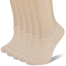 Leotruny Women's Cushion Sweat-absorbent Breathable Soft Athletic No Show Socks (Z02-Beige, Women shoe size:7-11)
