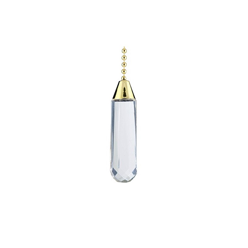 Bathroom Light Pull Chain – Polished Brass and Acrylic Crystal