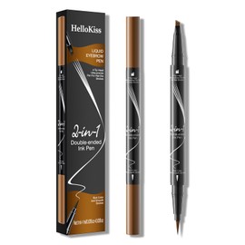 Microblading Eyebrow Pencil,Brow Pencil 2-in-1 Dual-Ended Eyebrow Pen with 4-Fork Micro-Fork Applicator and Precise Brush-Tip,Brow Pen for Natural Waterproof and Long-Lasting Women Brows (Grey)