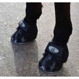 Ruggles No Turn Over Reach Boots for Horses & Ponies | Durable Protective Lightweight Bell Boots | Tough Ballastic Outer (Medium, Black)