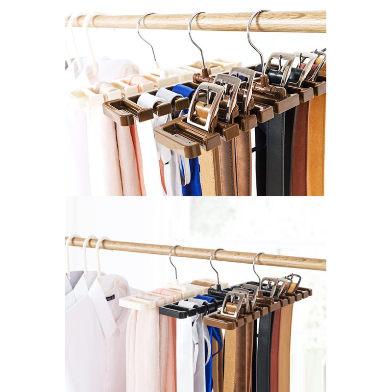 HIRAISM Belt Hanger Tie Hanger Stylish Storage 10 Pieces (Black,