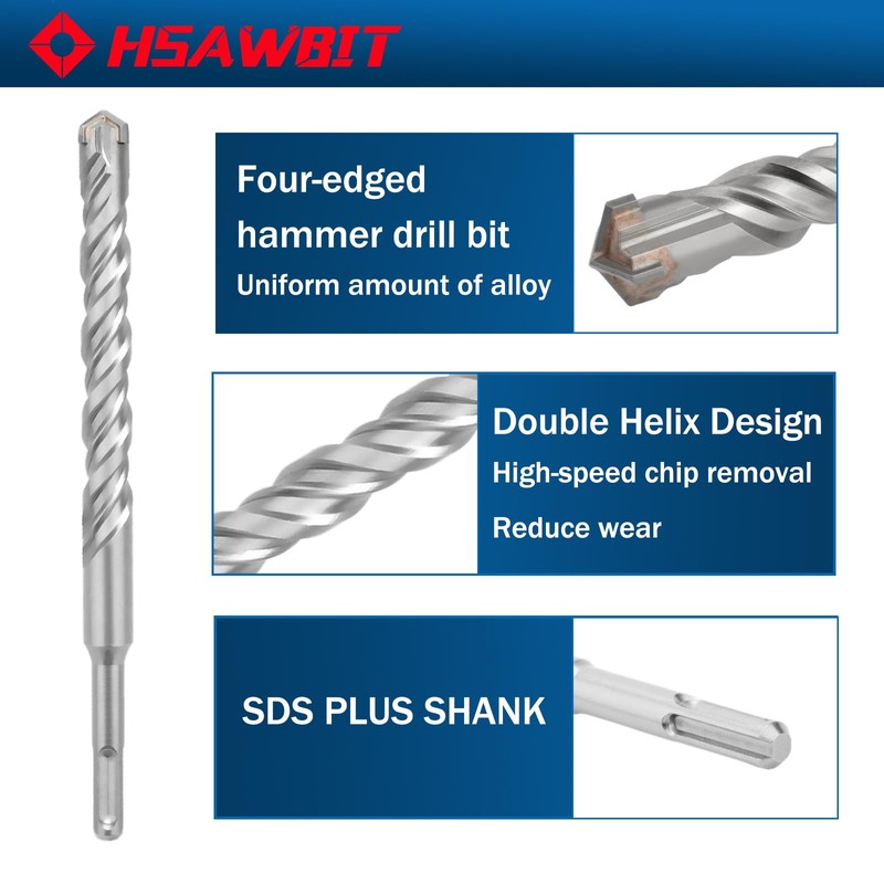 hsawbit SDS Plus Hammer Drill Bits 16mm x 310mm, SDS