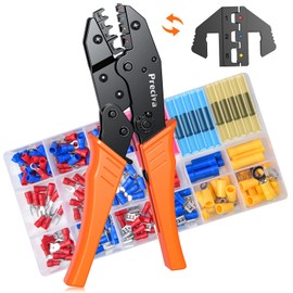 Wire Terminals Crimping Tool Kit,Preciva Interchangeable Crimp Heads Ratcheting Crimping Tool Kit AWG 20-10 (0.25-6mm²) with 200PCS Wire Connectors