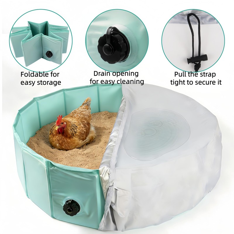 Dmnnlp Chicken Dust Bath Tub, 32.3" D * 8" H