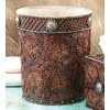 BLACK FOREST DECOR Western Tooled Leather Waste Basket, 8 1/2"