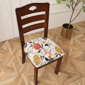 ZHILING Stretch Chair Seat Covers for Dining Room Set of 4, Elastic Dining Chair Seat Protector Cover Removable Washable Chair Slipcovers with Ties