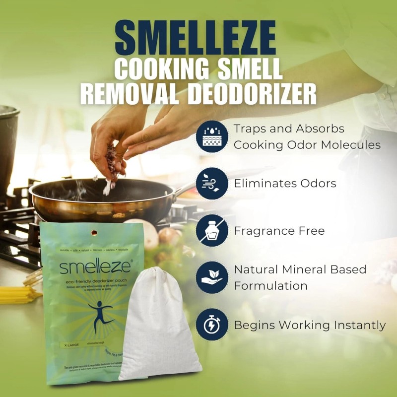 SMELLEZE Reusable Cooking Odor Eliminator Deodorizer: Rid Smell Out 150