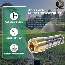 1 Inch Foot Valve with Backflow Prevention, Universal One-Way Female Pipe Thread Check Valve, Lead-Free Brass Construction for Lakes Wells and Ponds Filtering
