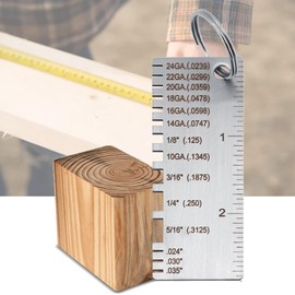 2 Pcs Stainless Steel Metal Sheets,Welding Thickness Wire Measuring Tool,Wire Thickness & Round Sided Metal Sheet Guage,Portable