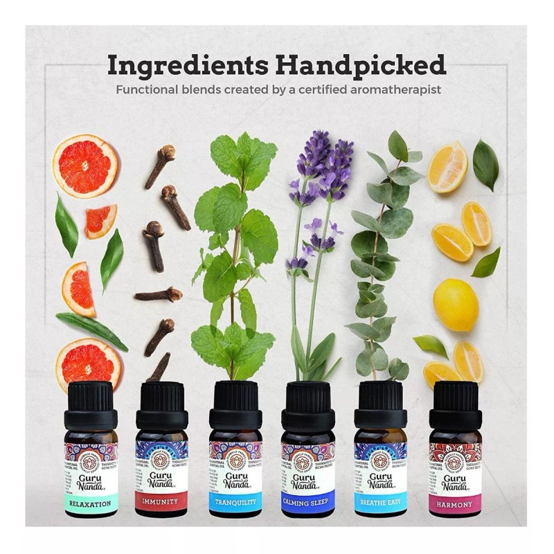 Gurunanda Set De 6 Esencias Terapéuticas Aromaterapia Guru Nanda