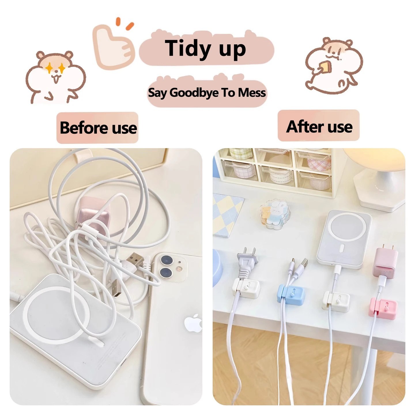 desk cable clip organizer