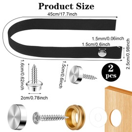 Fyntave 2 Sets RV Sliding Door Straps with Button Snap 18 Inches Rv Sliding Door Straps RV Pocket Camper Doors Strap Long Security Straps Button for Rv Door Boat Accessories (Black)