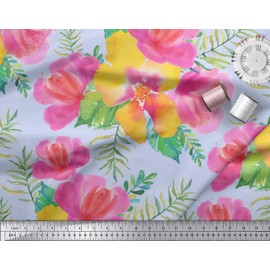 Soimoi Blue Georgette Viscose Fabric Flower Floral Printed Craft Fabric by The Meter 44 Inch Wide