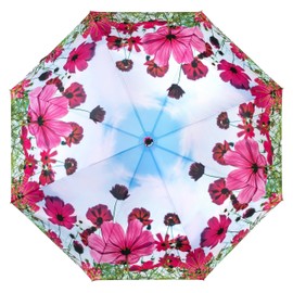 VON LILIENFELD Umbrella Pocket Umbrella Flower Meadow Flowers Art Windproof Open-Close Automatic Stable Lightweight Compact, multicoloured, L50/D100