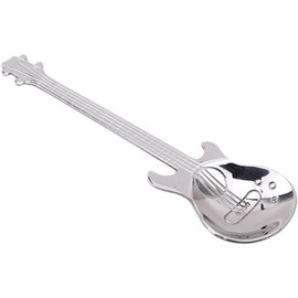 Funny Guitar Shaped Coffee Teaspoons Stainless Steel Musical Dessert Spoons Stirring Mixing Spoon Sugar Jam Ice Cream Scoop Tools for Kicthen, Silver