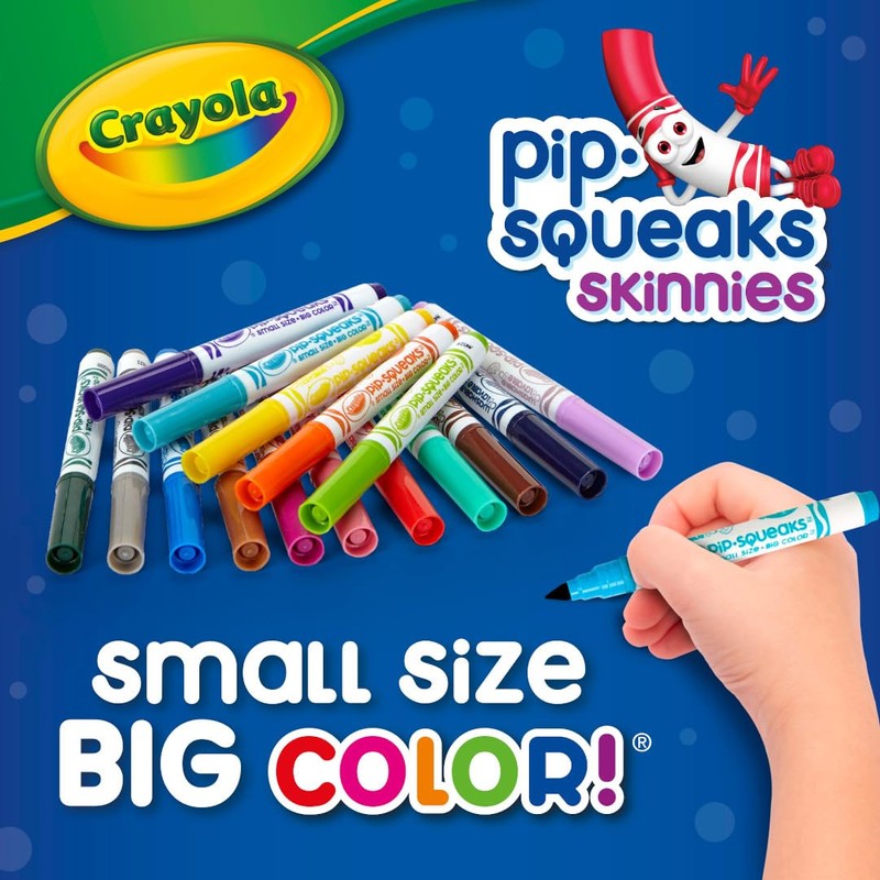 Crayola Pip Squeaks Skinnies Washable Marker Set (16ct), Mini Markers