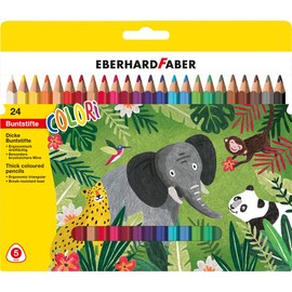 Eberhard Faber Colori 511425 Colouring Pencils Set, 24 Jumbo Colouring Pencils in Ergonomic Triangular Shape