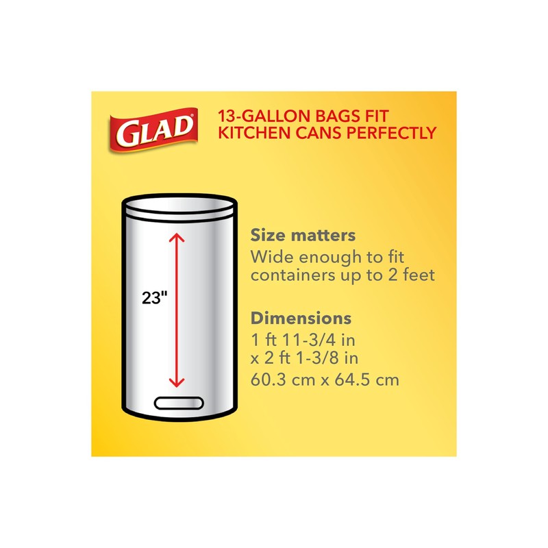 Glad 13 Gallon Tall Kitchen Drawstring Trash Bags, 120 Count